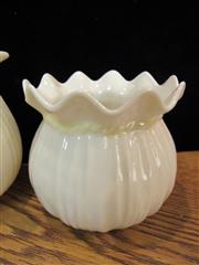VINTAGE LOT OF 5 BELLEEK IRELAND WHITE PORCELAIN COLLECTIBLES